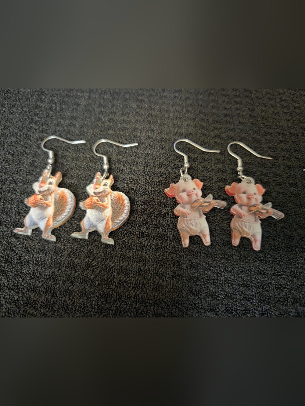 Cute Pig and Squirrel Dangle Earrings